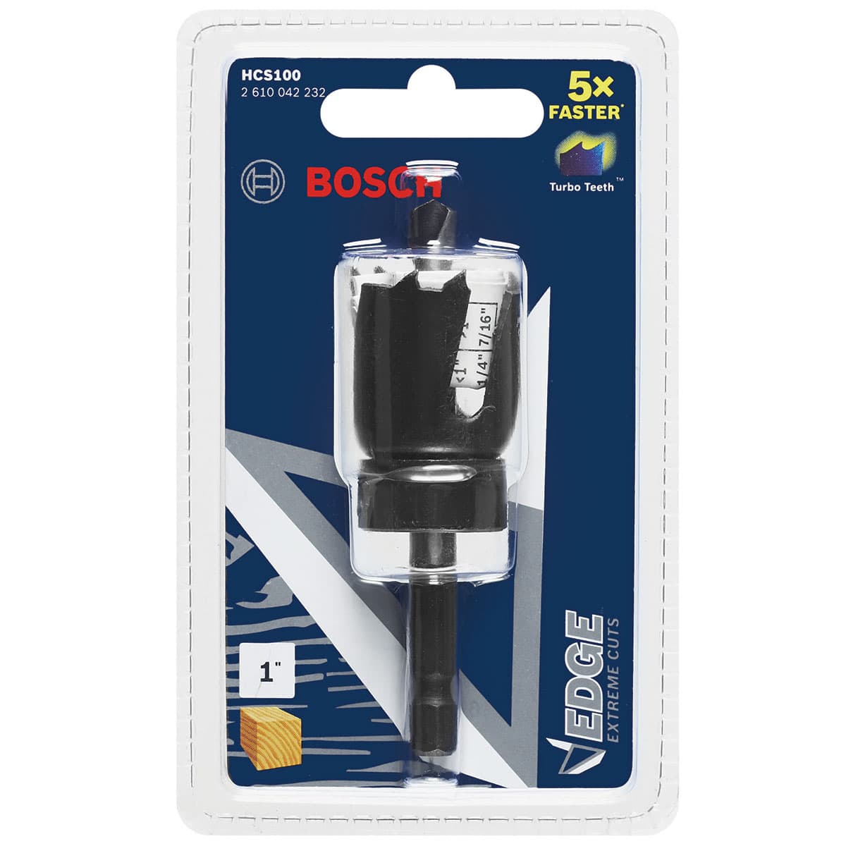 Bosch HCS100 1" Edge Wood Hole Saw with Arbor for Fast Wood Drilling - 3