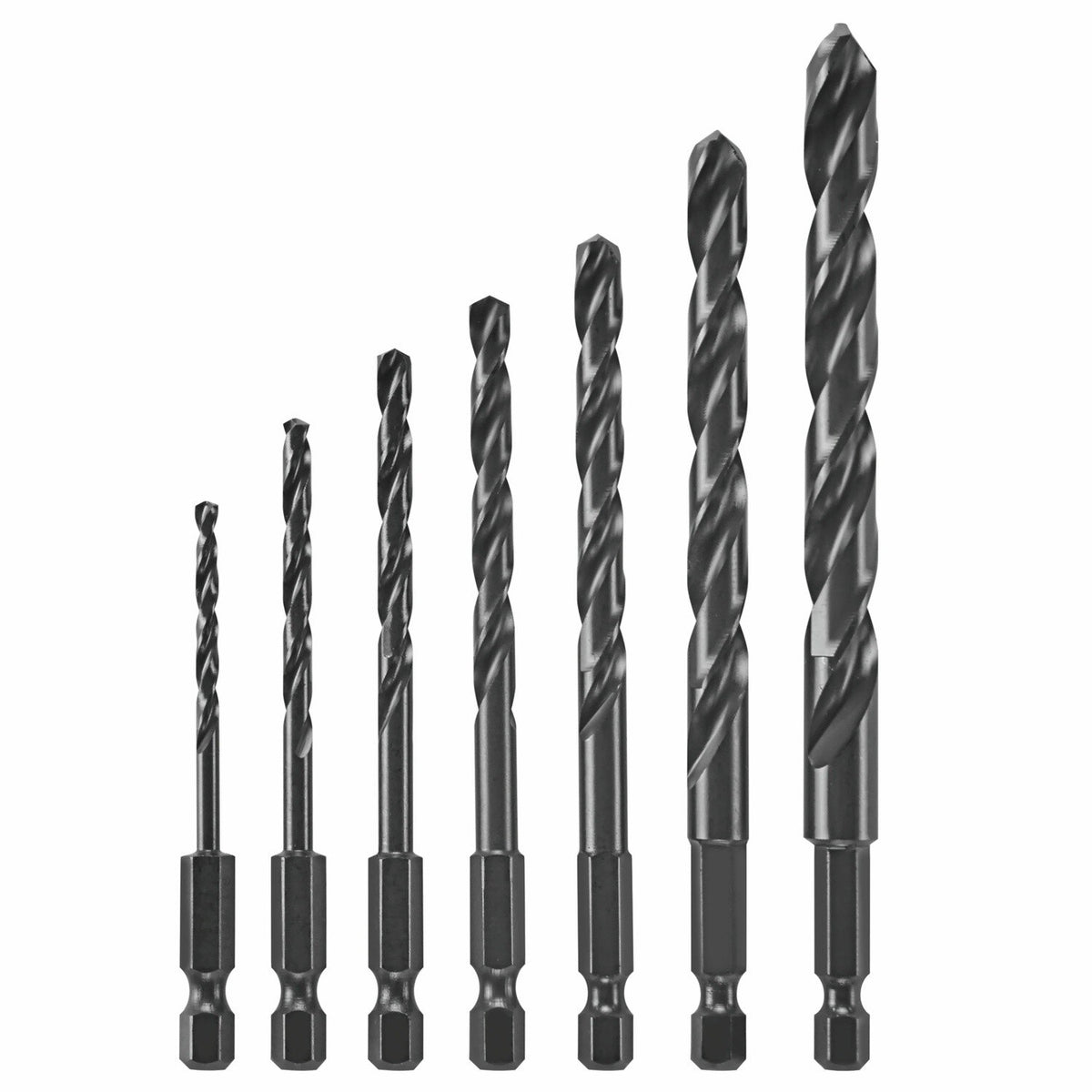 Bosch IMD5007 1/4" Hex Shank Impact Tough Black Oxide Drill Bit Set (7 Pack)