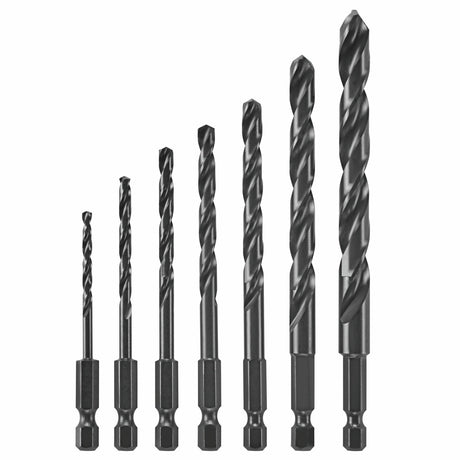 Bosch IMD5007 1/4" Hex Shank Impact Tough Black Oxide Drill Bit Set (7 Pack)