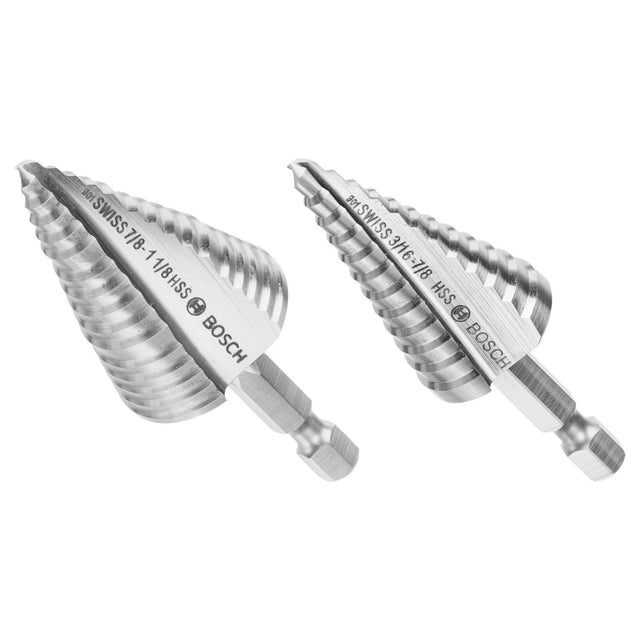Bosch IMSDC002 High Speed Steel Impact Tough Turbo Step Drill Bit Set 3/16" to 1-1/8" (2 Pack)
