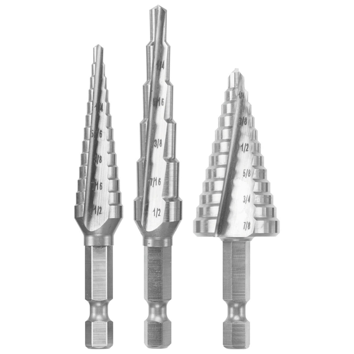 Bosch IMSDC003 High Speed Steel Impact Tough Turbo Step Drill Bit Set (3 Pack) - 3