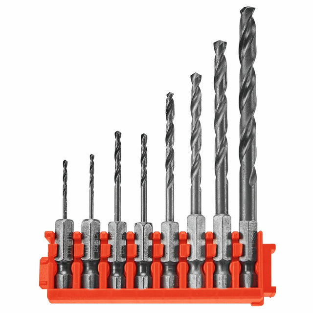 Bosch ITDDV08C Impact Rated Black Oxide Drill Bit Set with Clip for Custom Case System (8 Pack)