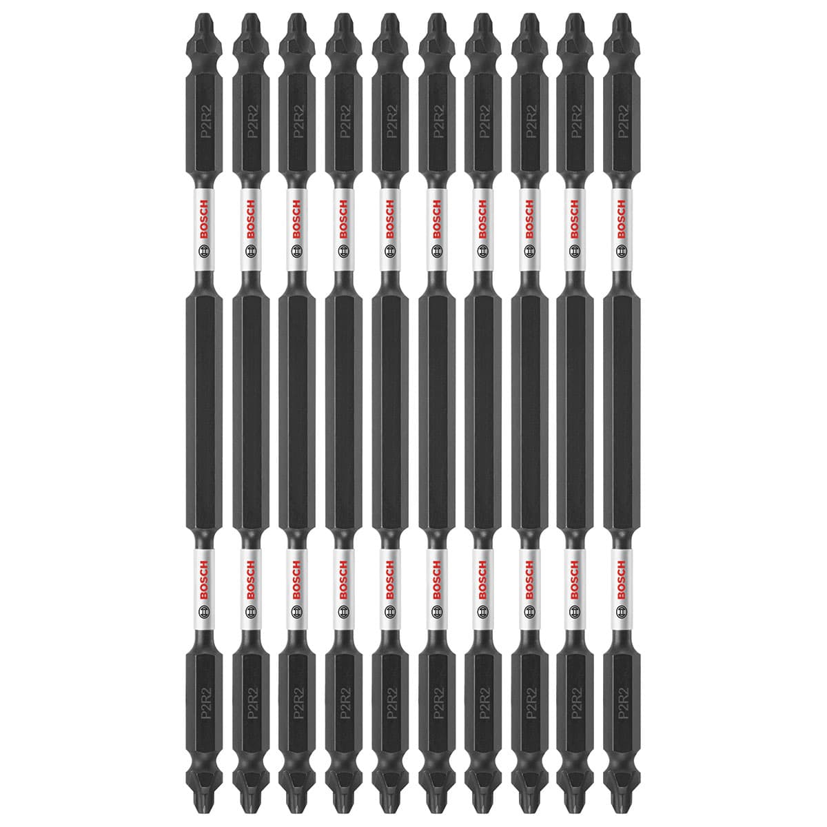 Bosch ITDEP2R26B 10-Pc Impact Tough 6" Phillips/Square #2 Double-Ended Bits