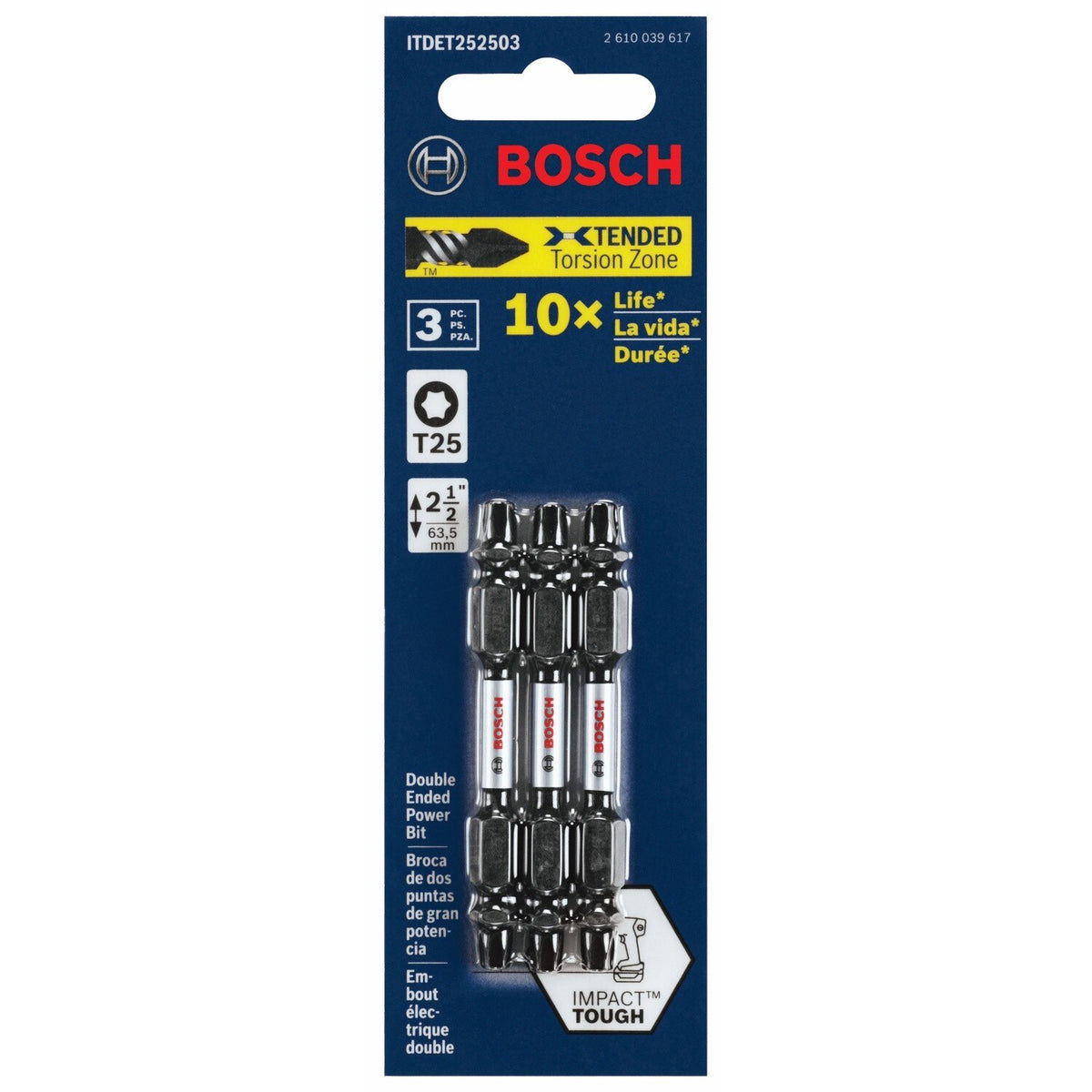 Bosch ITDET252503 3 pc. Impact Tough 2.5 In. Torx #25 Double-Ended Bits - 2