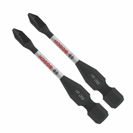 Bosch ITDPH1202 2" Driven Impact Phillips No 1 Power Bits with Magnetic Tips (2 Pack)