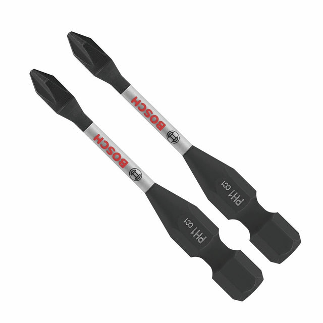 Bosch ITDPH1202 2" Driven Impact Phillips No 1 Power Bits with Magnetic Tips (2 Pack)