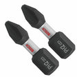 Bosch ITDPH2102 1" Driven Impact Phillips No 2 Insert Bits with Magnetic Tip (2 Pack)