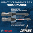 Bosch ITDPH2115 1" Driven Impact Phillips No 2 Insert Screwdriver Bits (15 Pack)