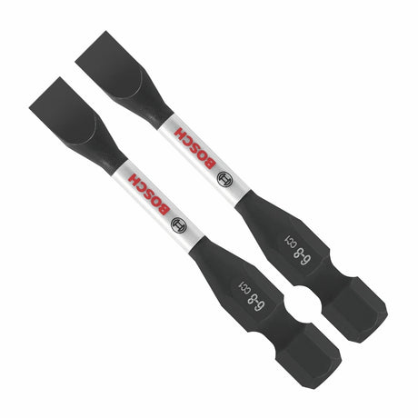 Bosch ITDSL68202 2" Driven Impact Slotted 6-8 Power Bits with 1/4" Hex Shank (2 Pack)