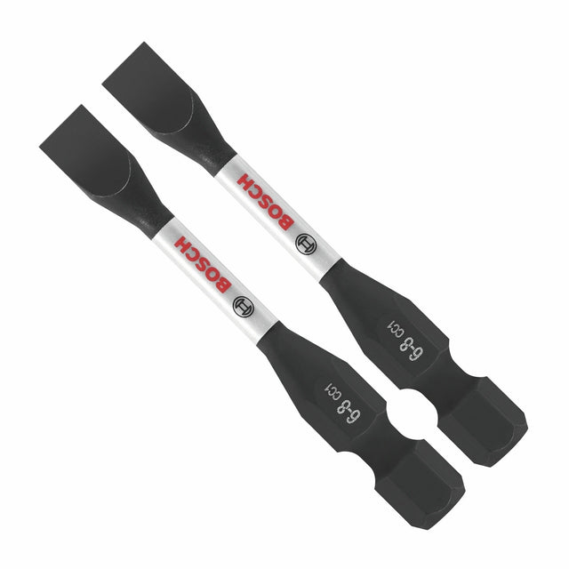 Bosch ITDSL68202 2" Driven Impact Slotted 6-8 Power Bits with 1/4" Hex Shank (2 Pack)