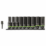 Bosch ITDSO12V10 Impact Tough 1/2" Deep Well Socket Set with 1/4" Hex Adapter (10 Pack)