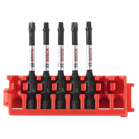 Bosch ITDSQ2205C 2" Driven Impact Square No 2 Power Bits with Clip for Custom Case System (5 Pack)