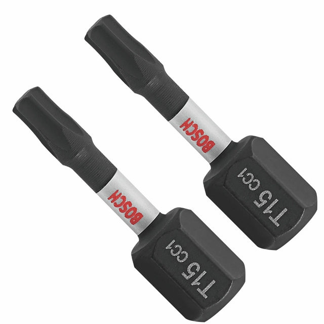 Bosch ITDT15102 1" Driven Impact Torx T15 Insert Bits for Impact Drivers (2 Pack)