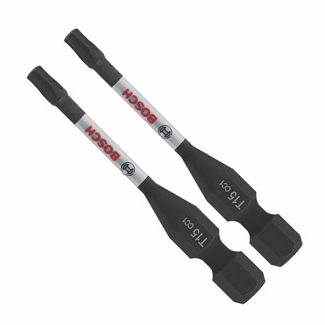 Bosch ITDT15202 2" Driven Impact Torx T15 Power Bits for Impact Drivers (2 Pack)