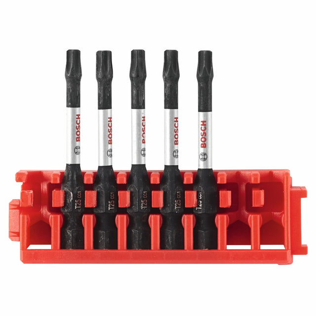 Bosch ITDT25205C 2" Impact Torx T25 Power Bits with Clip for Custom Case System (5 Pack)