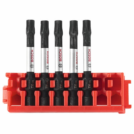 Bosch ITDT30205C 2" Driven Impact Torx T30 Power Bits with Clip for Custom Case System (5 Pack)
