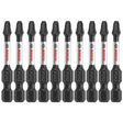 Bosch ITP2R22B 10-Pc Impact Tough 2" Phillips/Square #2 Power Bits