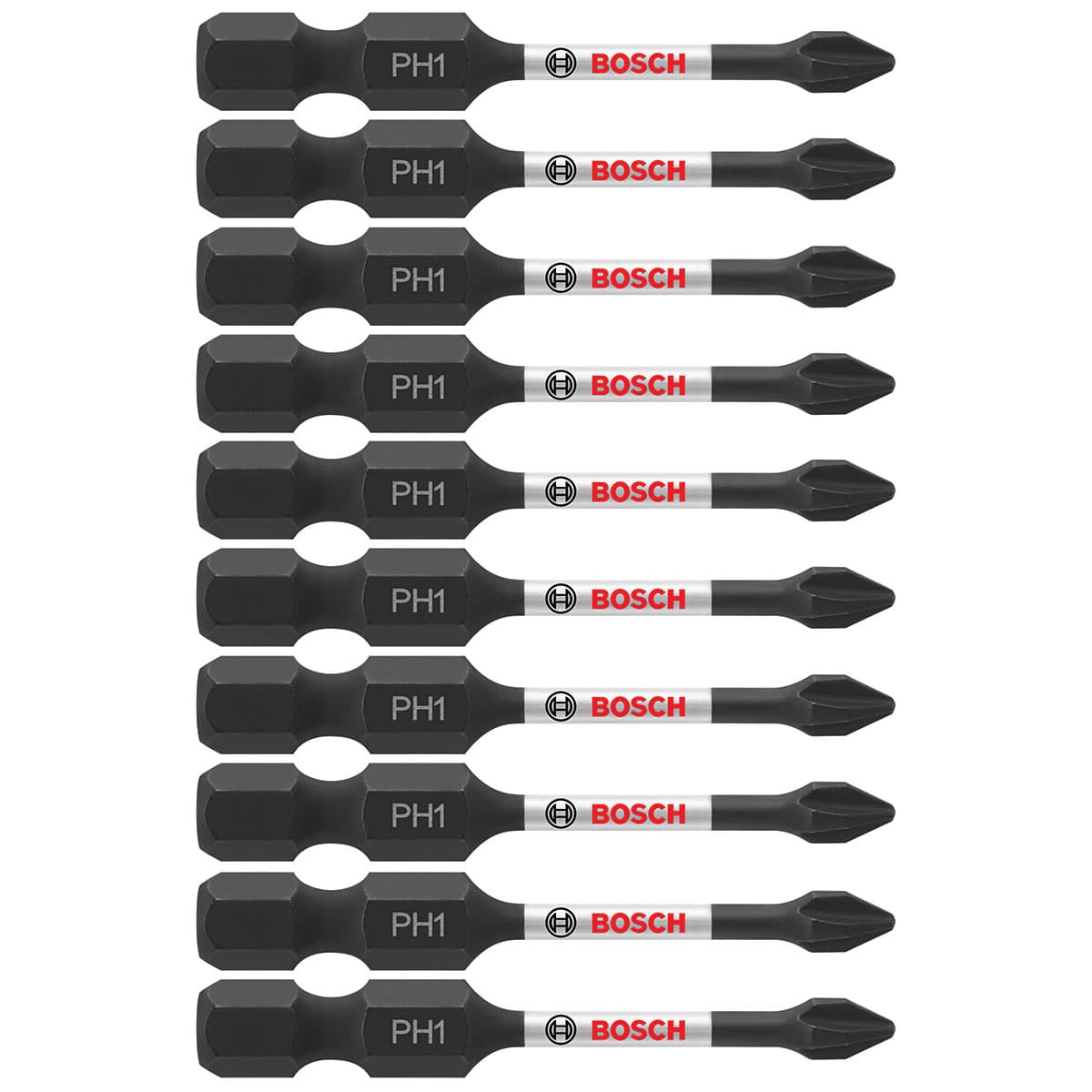 Bosch ITPH12B 10-Pc Impact Tough 2" Phillips #1 Power Bits