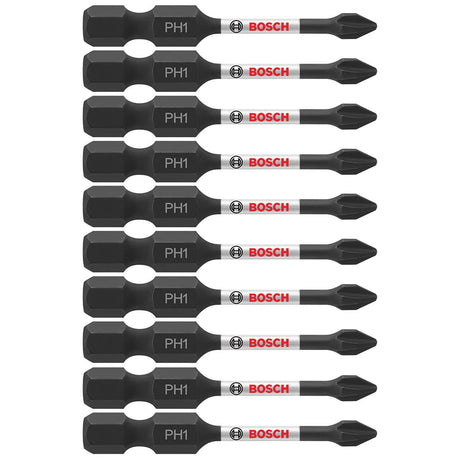 Bosch ITPH12B 10-Pc Impact Tough 2" Phillips #1 Power Bits