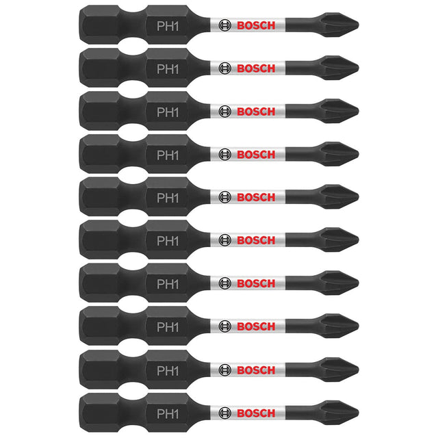 Bosch ITPH12B 10-Pc Impact Tough 2" Phillips #1 Power Bits