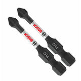Bosch ITPH2202 2" Impact Tough Phillips No 2 Power Bits with 1/4" Hex Shank (2 Pack)