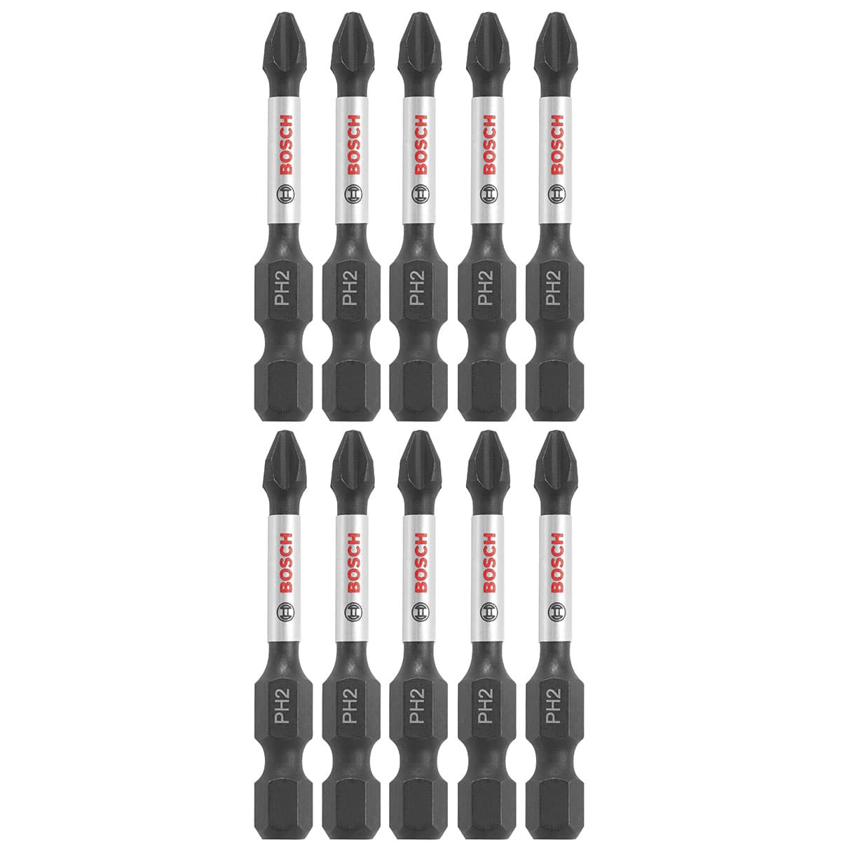 Bosch ITPH22B 10-Pc Impact Tough 2" Phillips #2 Power Bits