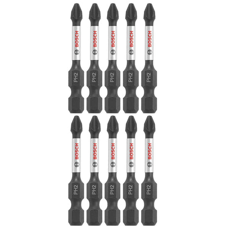 Bosch ITPH22B 10-Pc Impact Tough 2" Phillips #2 Power Bits