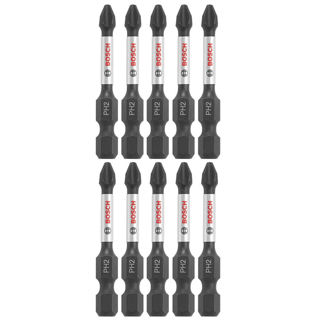 Bosch ITPH22B 10-Pc Impact Tough 2" Phillips #2 Power Bits