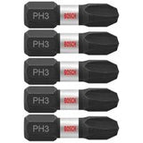 Bosch ITPH3105 1" Phillips No. 3 Impact Tough Insert Bits for Impact Drivers (5 Pack)