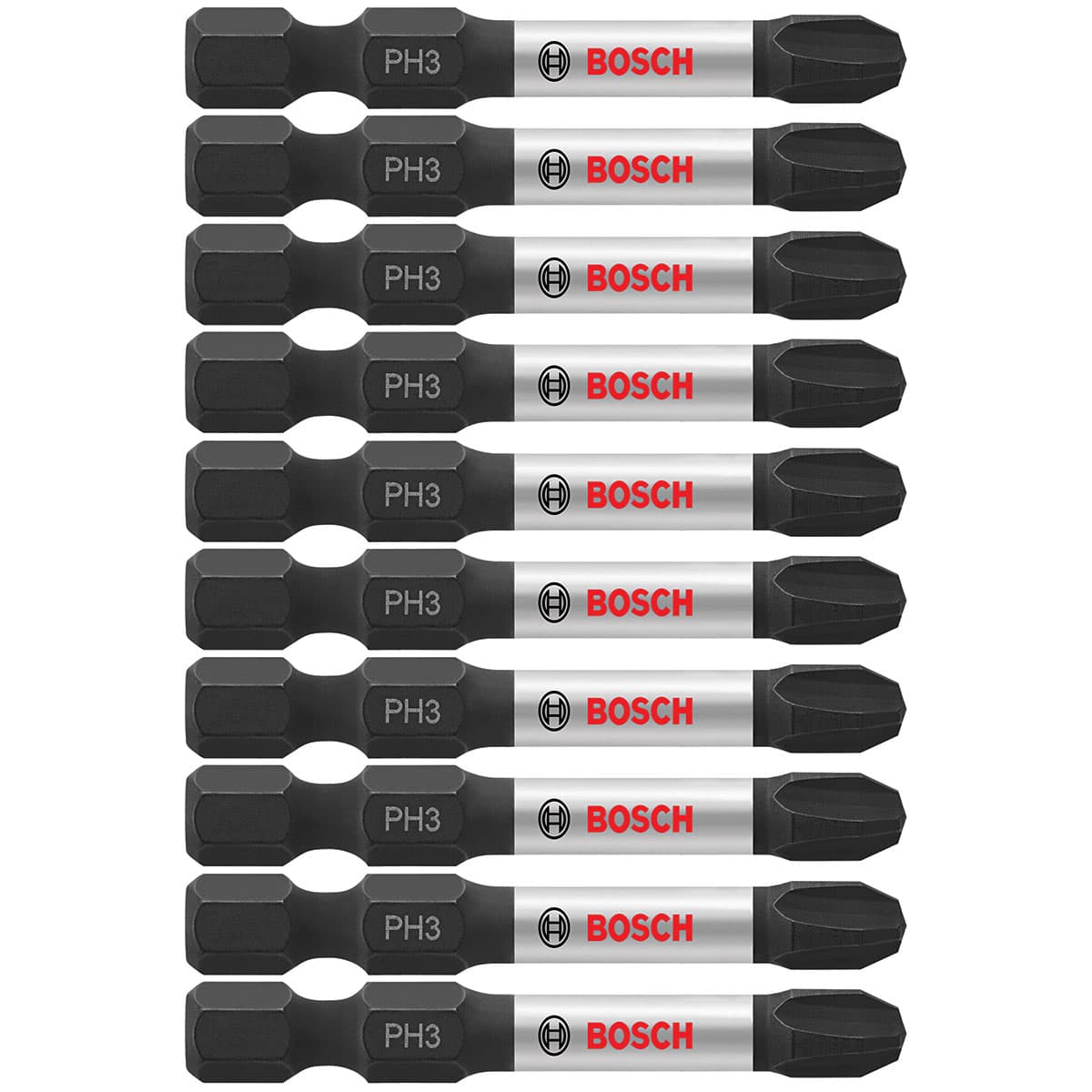 Bosch ITPH32B 10-Pc Impact Tough 2" Phillips #3 Power Bits