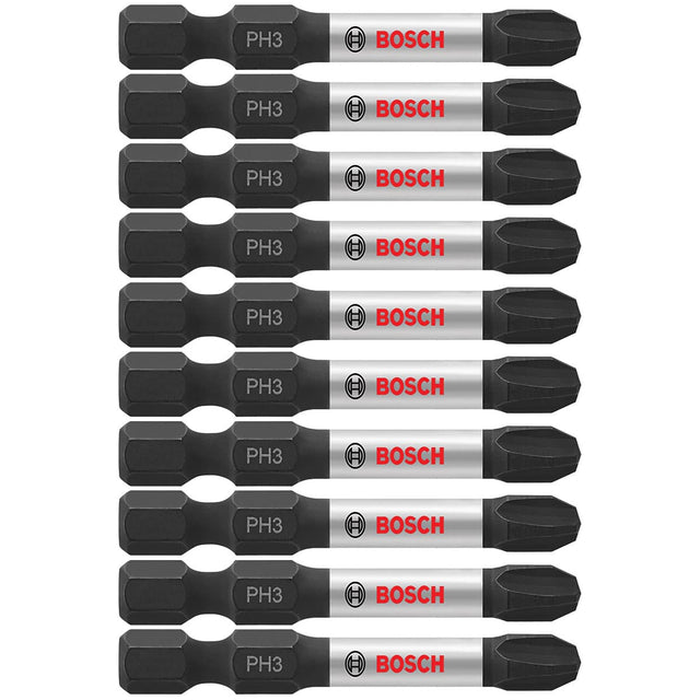 Bosch ITPH32B 10-Pc Impact Tough 2" Phillips #3 Power Bits