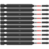 Bosch ITSQ235B 10 pc. Impact Tough 3.5" Square #2 Power Bits (Bulk Pack)