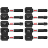 Bosch ITT151B 10 pc. Impact Tough 1 In. Torx #15 Insert Bits (Bulk Pack)