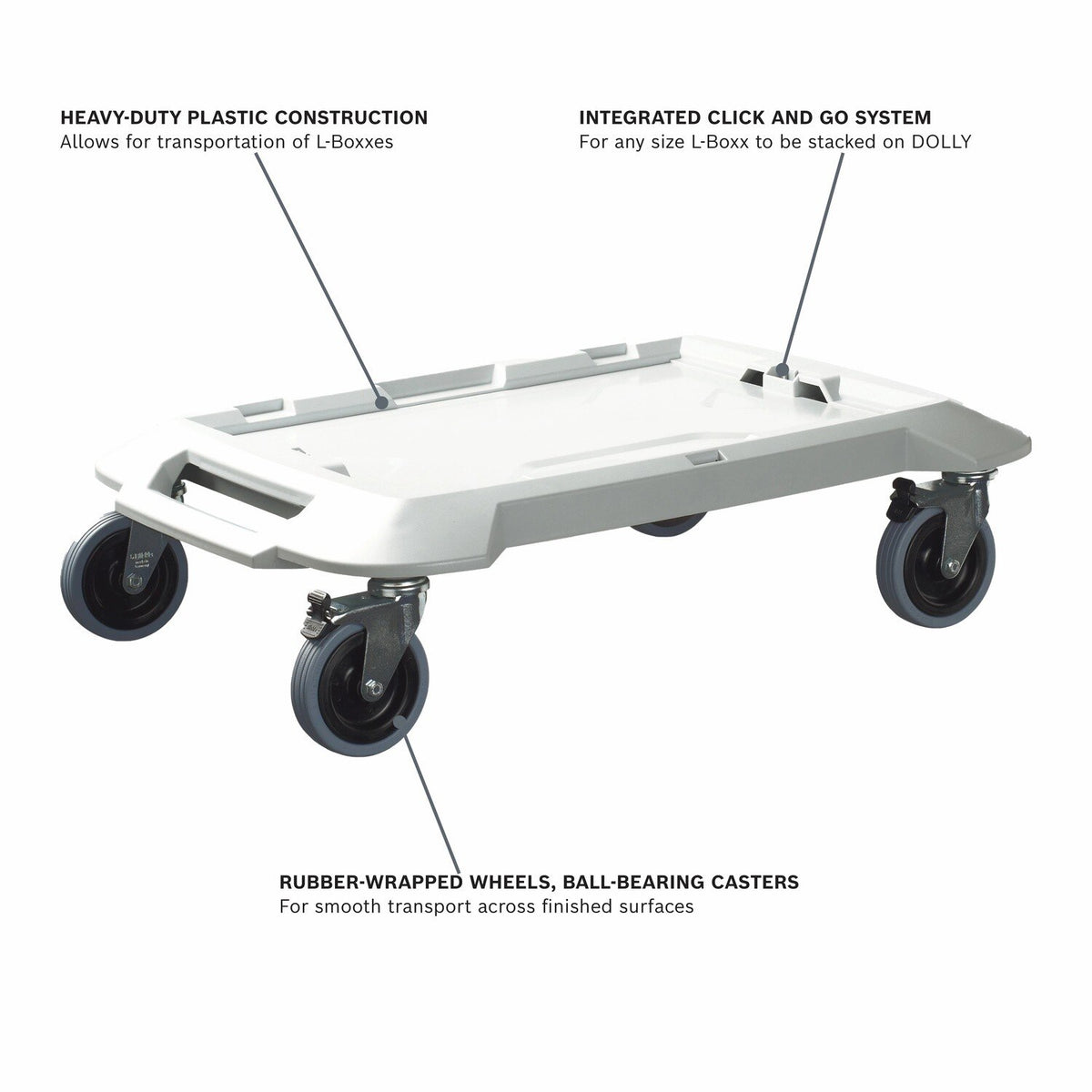 Bosch L-DOLLY 26" x 19.75" Heavy Duty ABS Transport Dolly 225 lb Capacity - 2