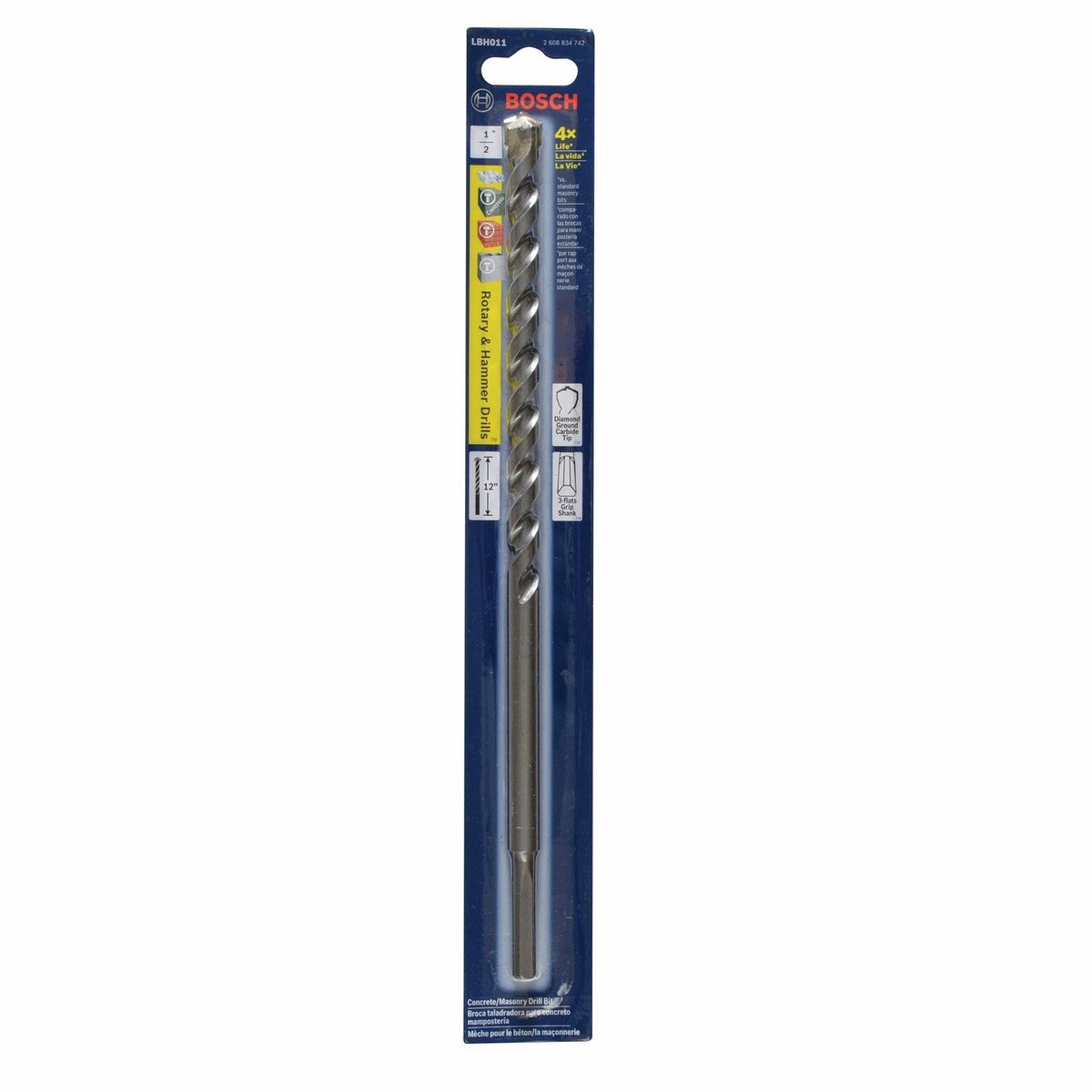Bosch LBH011 1/2" x 12" Carbide Tipped Round Hammer Drill Bit - 2