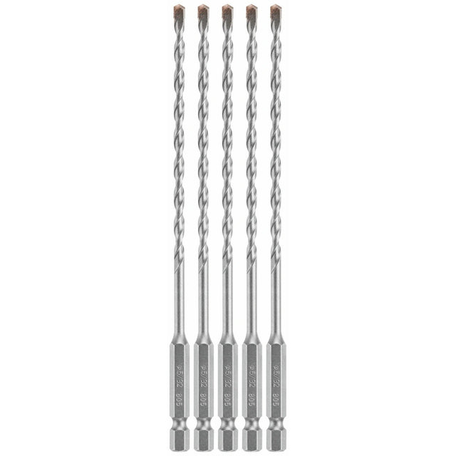 Bosch LBHX0025 5/32" x 6" Carbide Tipped Hex Shank Hammer Drill Masonry Bits (5 Pack)