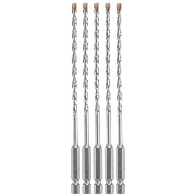 Bosch LBHX0035 3/16" x 6" Hex Shank Hammer Drill Masonry Bits for Concrete (5 Pack)