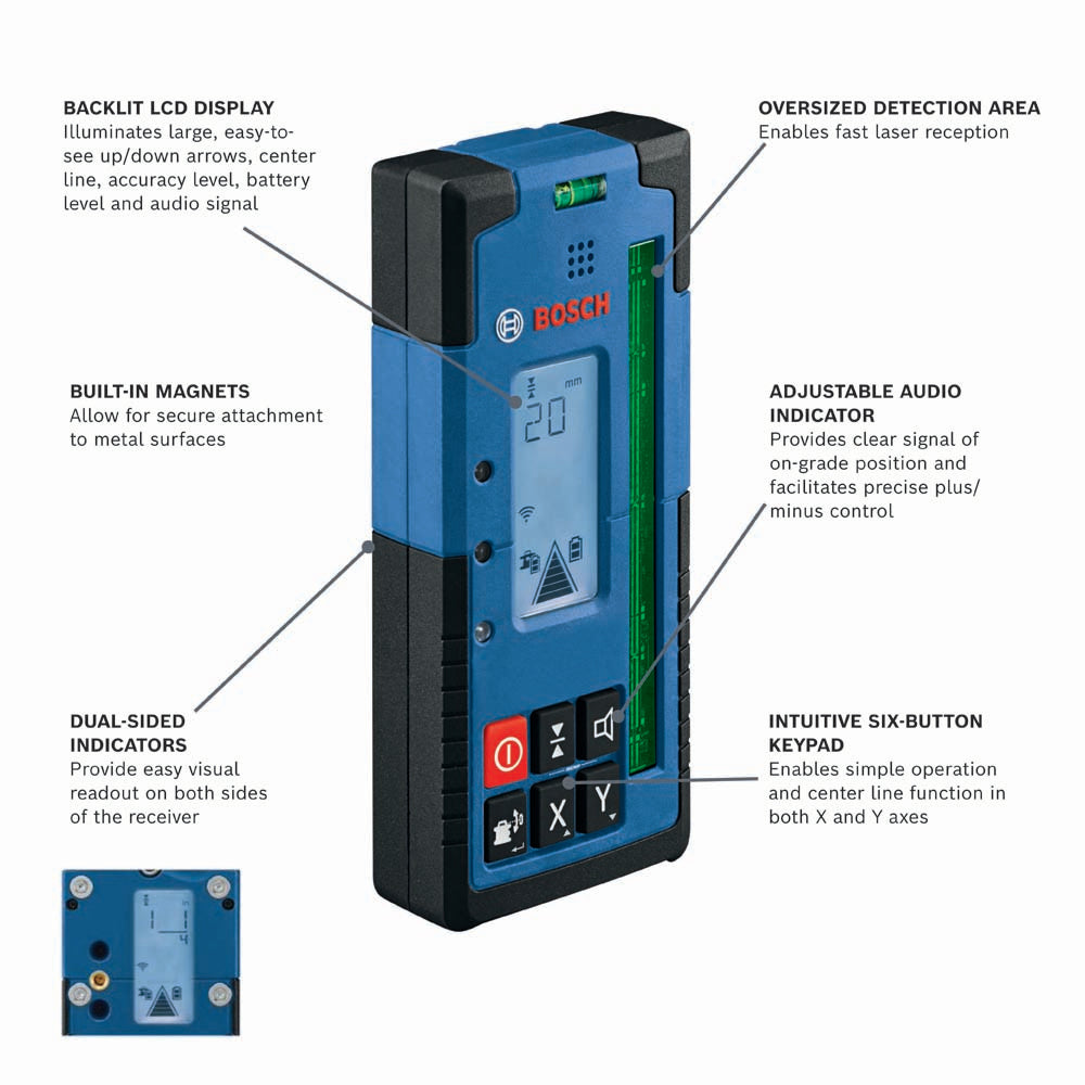 Bosch LR40G 2,000' Green-Beam Rotary Laser Receiver - 2