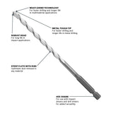 Bosch MP09 5/16" x 4" x 6" Daredevil Multipurpose Carbide Tipped Hex Shank Drill Bit - 2