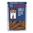 Bosch P2R2115TCB 1" Phillips and Robertson P2R2 Insert Bits Set (15 Pack)