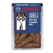 Bosch P2R2115TCB 1" Phillips and Robertson P2R2 Insert Bits Set (15 Pack)