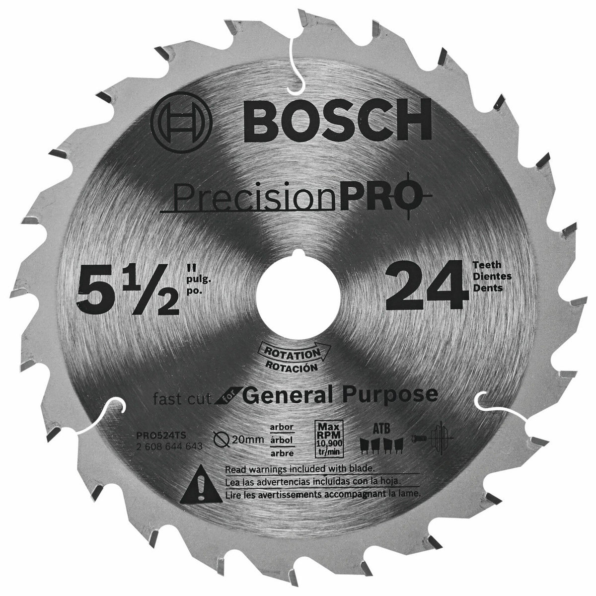 Bosch PRO524TS 5-1/2" 24-Tooth Precision Pro Series Track Saw Blade for Wood and Plywood