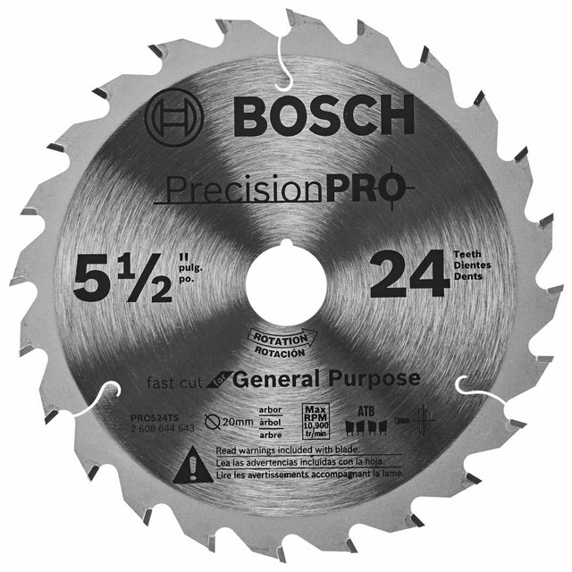 Bosch PRO524TS 5-1/2" 24-Tooth Precision Pro Series Track Saw Blade for Wood and Plywood