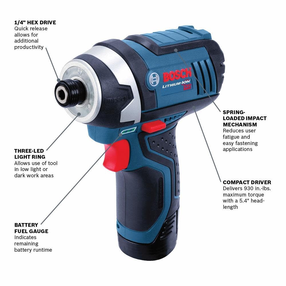 Bosch PS41N 12V Max 1/4 In. Hex  Impact Driver (Bare Tool) - 2