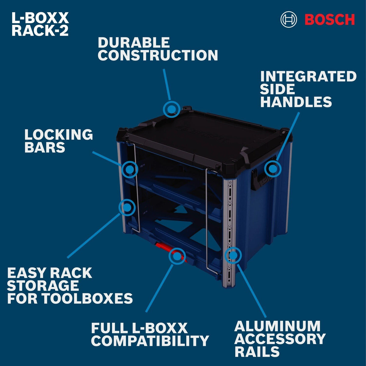 Bosch RACK-2 L-BOXX Contractor Rack Modular Storage System for Two L-BOXX Toolboxes - 2
