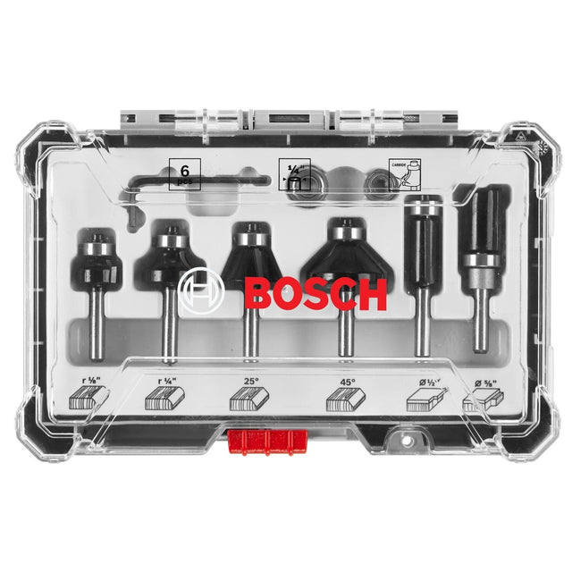 Bosch RBS006TES Carbide-Tipped Trim and Edging Router Bit Set for Woodworking (6 Pack)