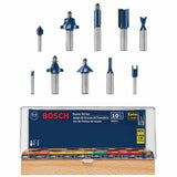 Bosch RBS010 All Purpose Carbide Tipped Router Bit Set with Storage Case (10 Pack)