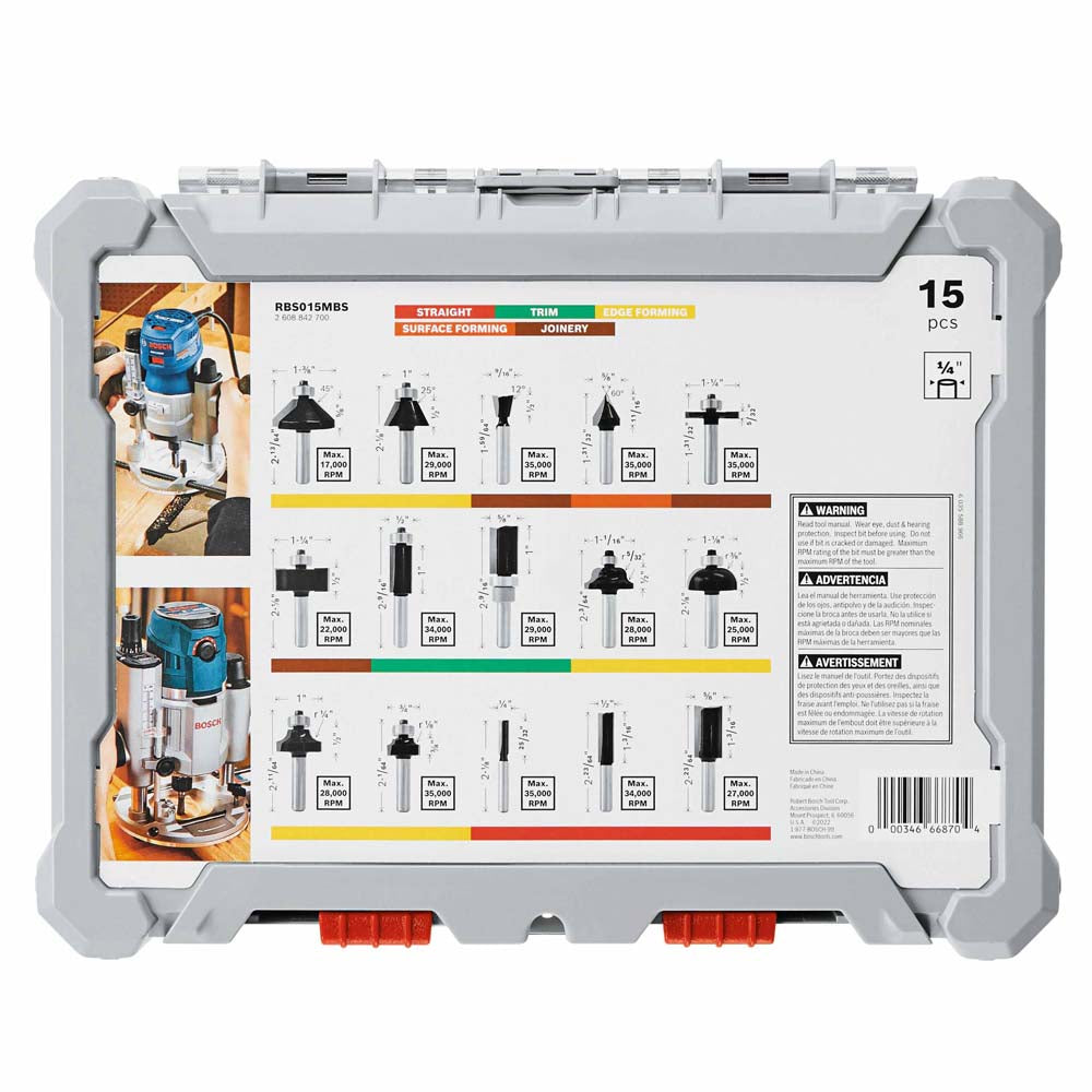 Bosch RBS015MBS 15 pc. Carbide-Tipped Wood Router Bit Set - 3