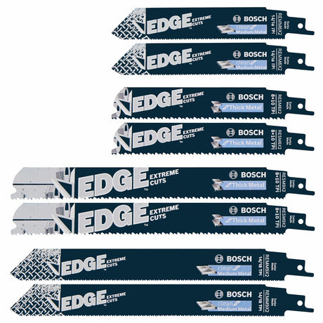 Bosch RPM008 6" and 9" Edge Pro-Metal Bi-Metal Reciprocating Saw Blade Set (8 Pack)