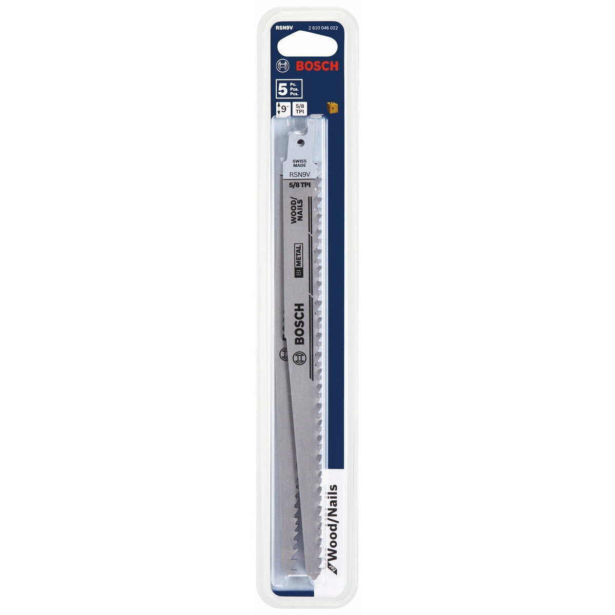Bosch RSN9V 9" 5/8 TPI Bi-Metal Wood with Nails Reciprocating Saw Blades (5 Pack) - 2